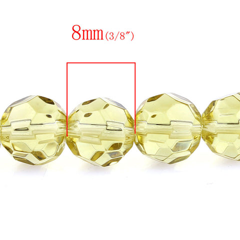 1 Strand, Yellow Round Faceted Crystal Glass Loose Beads - Sexy Sparkles Fashion Jewelry - 2