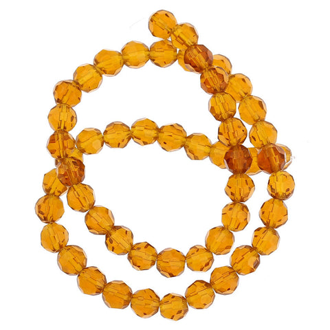 1 Strand, Smoke Yellow Round Faceted Crystal Glass Loose Beads - Sexy Sparkles Fashion Jewelry - 2