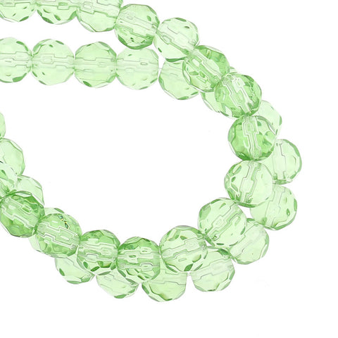 1 Strand, Light Green Round Faceted Crystal Glass Loose Beads - Sexy Sparkles Fashion Jewelry - 1
