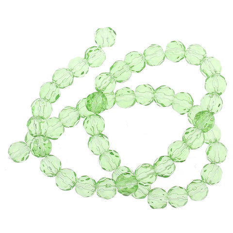 1 Strand, Light Green Round Faceted Crystal Glass Loose Beads - Sexy Sparkles Fashion Jewelry - 2