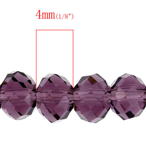 1 Strand Purple Faceted Round Glass Crystal Loose Beads 4mm Approx 100pcs - Sexy Sparkles Fashion Jewelry - 3