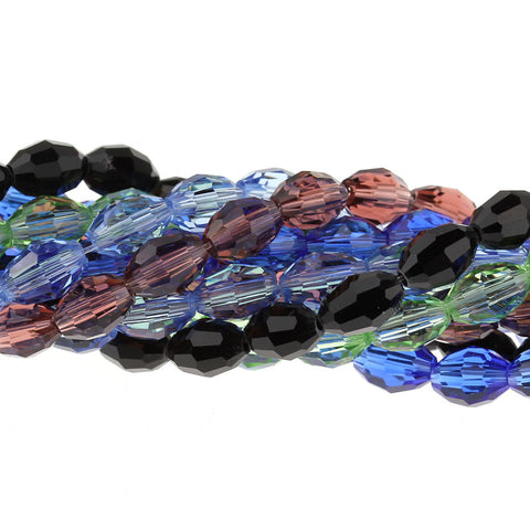 1 Strand Navy Blue Faceted Oval Glass Crystal Loose Beads 8mmx6mm - Sexy Sparkles Fashion Jewelry - 3