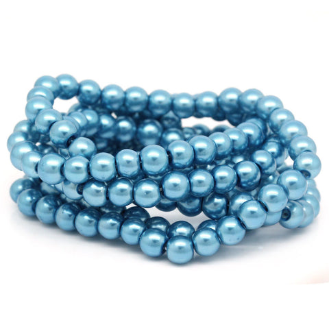 Beautiful Round Glass Blue Pearl Imitiation Beads 1 Strand 6mm Dia 85.5cm Lon... - Sexy Sparkles Fashion Jewelry - 3