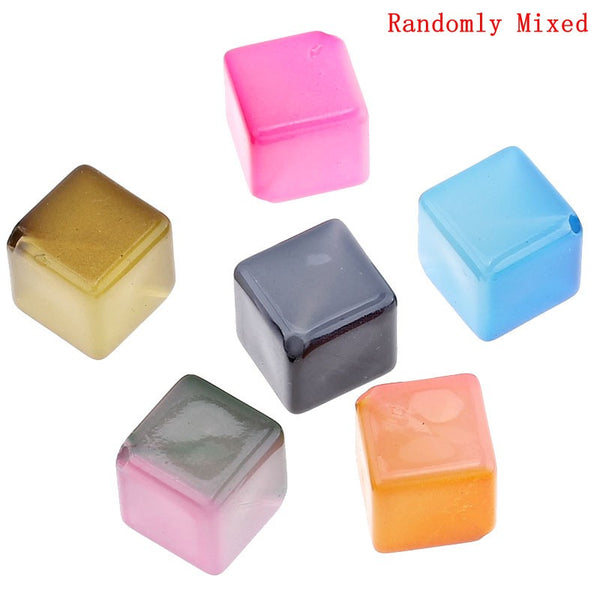Sexy Sprkles 10 Pcs Acrylic Spacer Beads Cube Assorted Colors 14mm