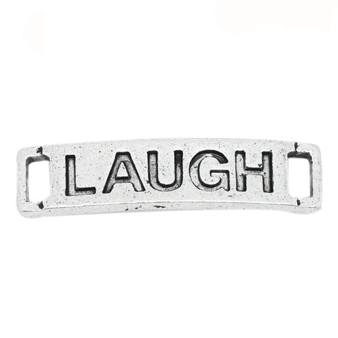 20 Pcs. Bracelet Connectors Findings Rectangle Curved Antique Silver "Laugh "... - Sexy Sparkles Fashion Jewelry - 1