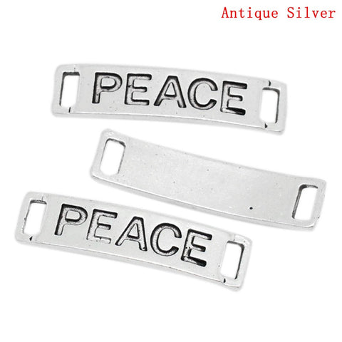 20 Pcs. Bracelet Connectors Findings Rectangle Curved Antique Silver "Peace" ... - Sexy Sparkles Fashion Jewelry - 3