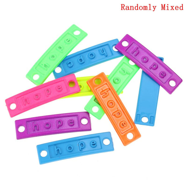 Sexy Sparkles 20 Pcs. Bracelet Connectors Findings Rectangle Curved Assorted Colors "hope" ...