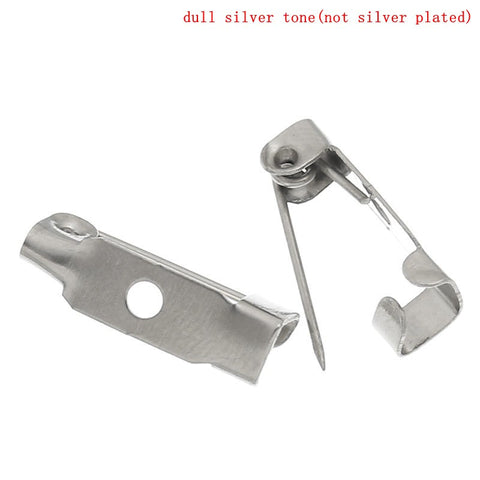 50 Pcs Safety Brooches Findings Catch Bar Silver Tone 15mm - Sexy Sparkles Fashion Jewelry - 1