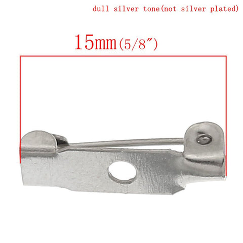 50 Pcs Safety Brooches Findings Catch Bar Silver Tone 15mm - Sexy Sparkles Fashion Jewelry - 2