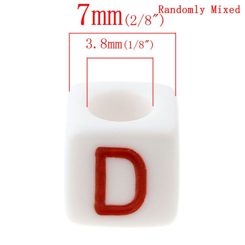 300 Pcs Acrylic Spacer Beads White Cube Mixed Alphabet/Letters "A-Z" - Sexy Sparkles Fashion Jewelry - 2