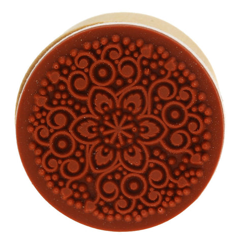 1 Pc Round Wood Rubber Stamp with Flower Pattern - Sexy Sparkles Fashion Jewelry - 2