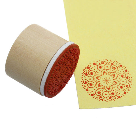 1 Pc Round Wood Rubber Stamp with Flower Pattern - Sexy Sparkles Fashion Jewelry - 3