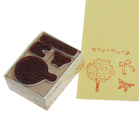 Rubber Stamps Wooden Flowers, Butterfly & Bow Set - Sexy Sparkles Fashion Jewelry - 2