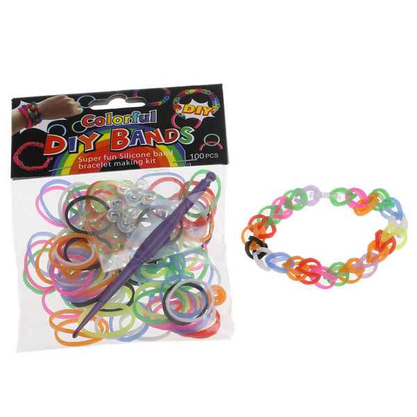 Sexy Sparkles 300 Pcs Rubber Bands DIY Loom Bracelet Making Kit with Hook Crochet and S Clips (Multicolor)