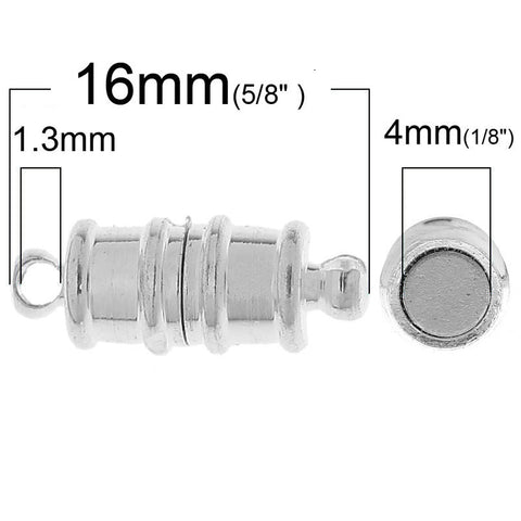 Set of 10 Copper Magnetic Clasps Column Silver Tone Stripe Pattern - Sexy Sparkles Fashion Jewelry - 2