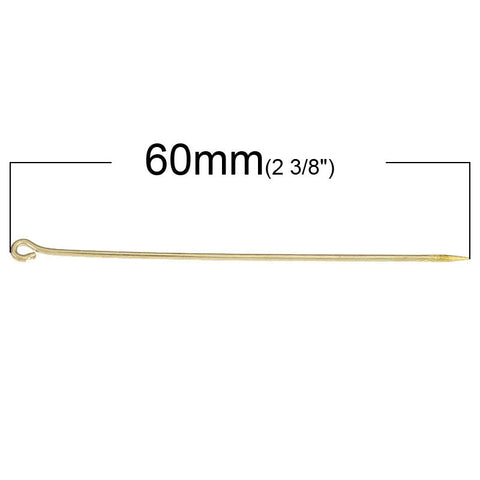 100 Pcs Copper Eye Pins Findings Brass Tone 60mm (18gauge) - Sexy Sparkles Fashion Jewelry - 3