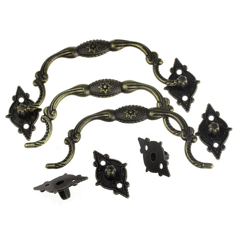 2 Set of Drawer Handle Antique Bronze with Carved Pattern 3-6/8" - Sexy Sparkles Fashion Jewelry - 3