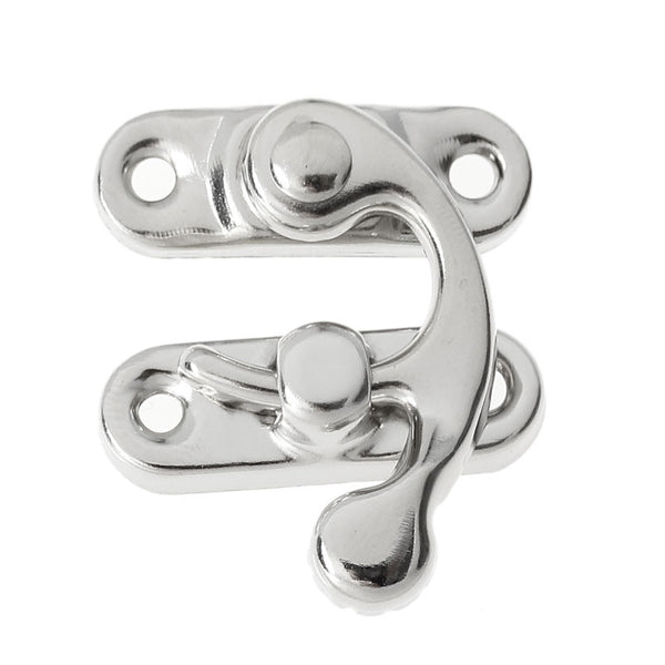 Sexy Sparkles Swing Arm Hook Latches Clasp for Box Lock, Purse Lock Silver Tone 33mm