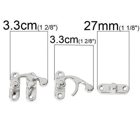 Swing Arm Hook Latches Clasp for Box Lock, Purse Lock Silver Tone 33mm - Sexy Sparkles Fashion Jewelry - 3