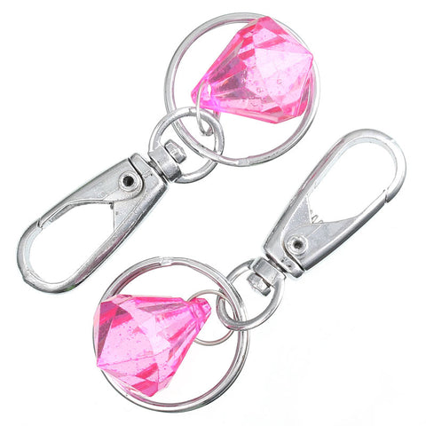 Sexy Sparkles 1 Pc Lobster Swivel Clasp for Key Ring Silver Tone w/ Fuchsia Plastic Rhinestone