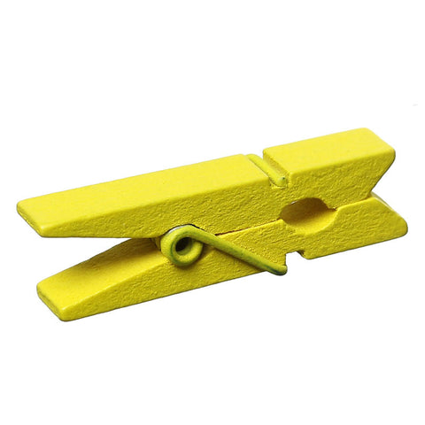 20 Pcs Wood Clothespin Clips Note Pegs for Photos, Paper, Clothes 35mm (Yellow) - Sexy Sparkles Fashion Jewelry - 1