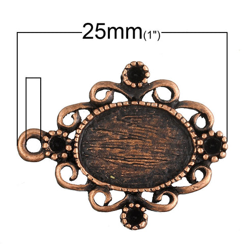 4 Pc Charm Pendants Oval Antique Copper Pattern Carved Cabochon Setting 25mm ... - Sexy Sparkles Fashion Jewelry - 2