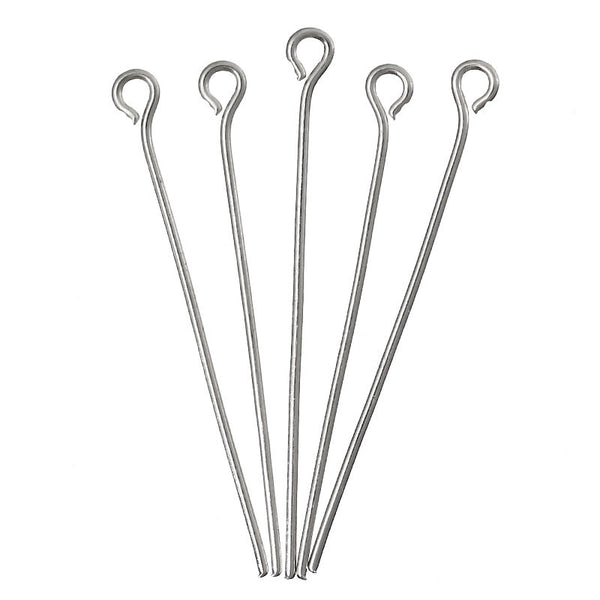 Sexy Sparkles 100 Pcs Eye Pins Findings Silver Tone 34mm (21gauge)