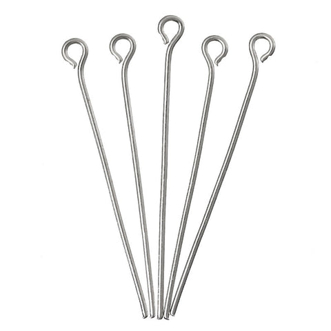 100 Pcs Eye Pins Findings Silver Tone 34mm (21gauge) - Sexy Sparkles Fashion Jewelry - 1