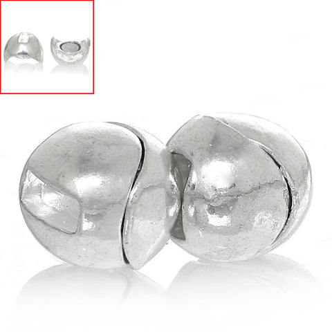 Set of 2 Magnetic Clasp Round Silver Plated 11mm - Sexy Sparkles Fashion Jewelry - 3