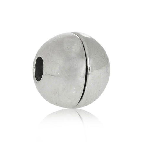 1 Pc Magnetic Clasp Round Silver Tone 12mm - Sexy Sparkles Fashion Jewelry - 1