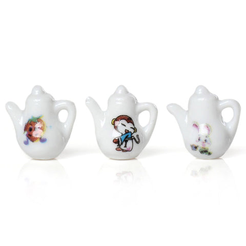 10 Pcs Ceramics Charms Teapot White Painted Patterns17mm - Sexy Sparkles Fashion Jewelry - 3