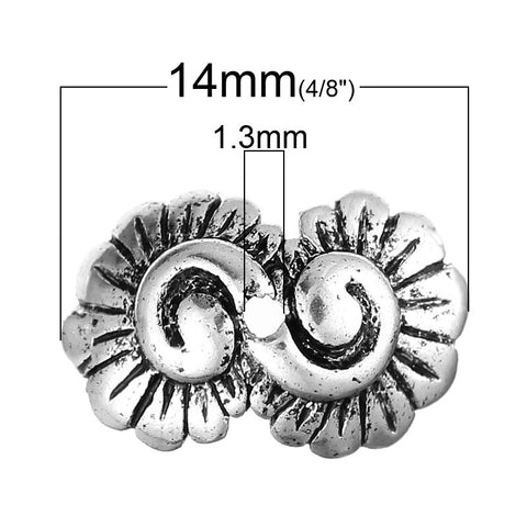4 Pcs Copper Bead Caps Flower Shell Shape Antique Silver 12mm - Sexy Sparkles Fashion Jewelry - 2