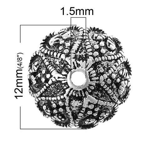 4 Pcs Copper Bead Caps Round Cup Shape Flower Pattern 12mm - Sexy Sparkles Fashion Jewelry - 2