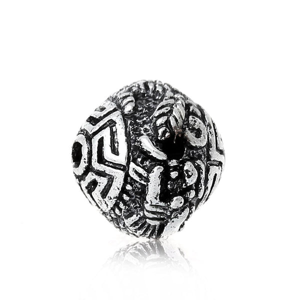 Sexy Sparkles 5 Pcs Barrel Spacer Beads Pattern Carved Antique Silver 12mm