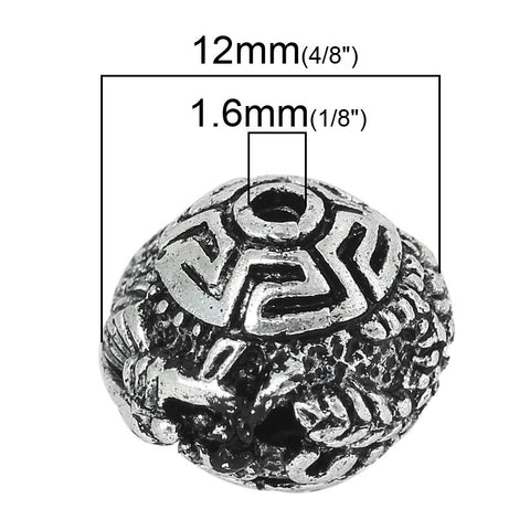Sexy Sparkles 5 Pcs Barrel Spacer Beads Pattern Carved Antique Silver 12mm