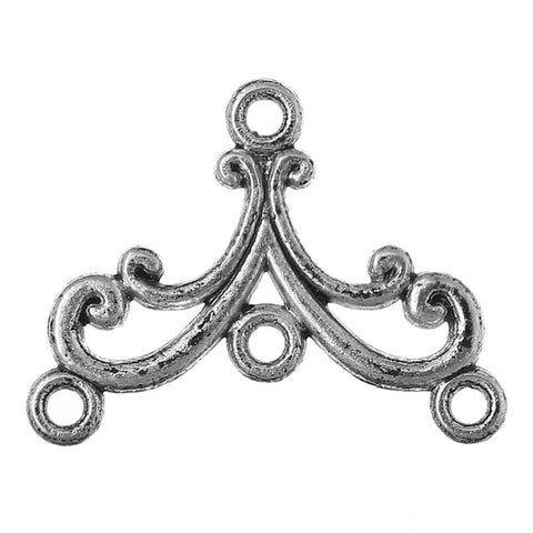 10 Pcs. Vine Connectors Findings Antique Silver 4 Holes 28mm - Sexy Sparkles Fashion Jewelry - 2