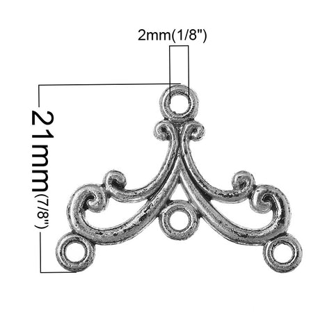 10 Pcs. Vine Connectors Findings Antique Silver 4 Holes 28mm - Sexy Sparkles Fashion Jewelry - 3