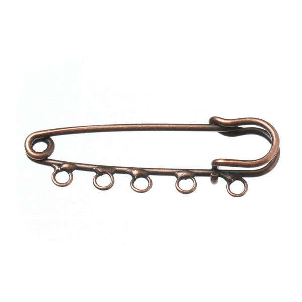 10 Pcs Safety Brooches Pins Antique Copper 5 Loops 2" - Sexy Sparkles Fashion Jewelry - 1