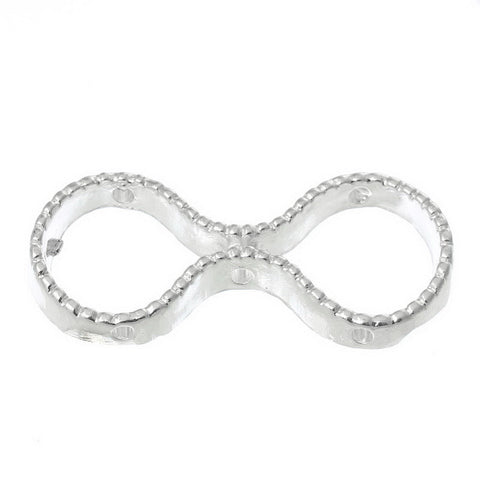 5 Pcs Bead Frames Infinity Symbol Silver Tone 36mm Fits 10mm Beads - Sexy Sparkles Fashion Jewelry - 3