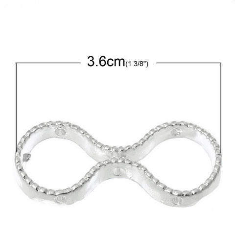 5 Pcs Bead Frames Infinity Symbol Silver Tone 36mm Fits 10mm Beads - Sexy Sparkles Fashion Jewelry - 2