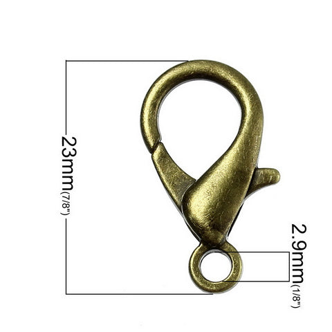 5 Pcs Lobster Clasp Jewelry Findings Antique Bronze 23mm - Sexy Sparkles Fashion Jewelry - 2