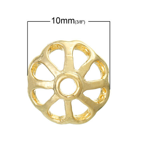 5 Pcs Flower Cap Beads Hollow 18k Gold Plated (Fits 16mm Beads) 10mm X 10mm, ... - Sexy Sparkles Fashion Jewelry - 2