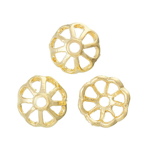 5 Pcs Flower Cap Beads Hollow 18k Gold Plated (Fits 16mm Beads) 10mm X 10mm, ... - Sexy Sparkles Fashion Jewelry - 3