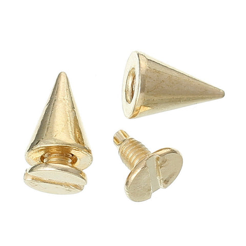 10 Pcs Light Golden Rivete Spike Studs 10mm x 7mm [Home] - Sexy Sparkles Fashion Jewelry - 1