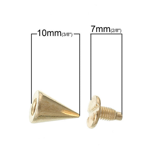 10 Pcs Light Golden Rivete Spike Studs 10mm x 7mm [Home] - Sexy Sparkles Fashion Jewelry - 2