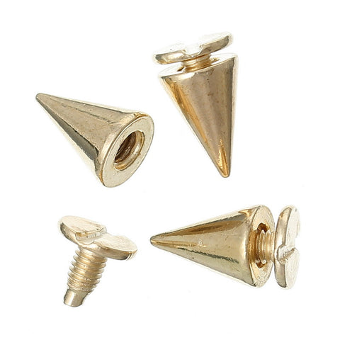 10 Pcs Light Golden Rivete Spike Studs 10mm x 7mm [Home] - Sexy Sparkles Fashion Jewelry - 3