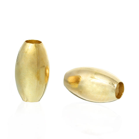 Sexy Sparkles 5 Pcs, Copper Spacer Bead Oval 18k Gold Plated 7mm