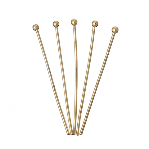 Sexy Sparkles 20 Pcs, Head Pins Ball 18k Gold Plated 24mm Long, 0.6mm (22 Gauage)