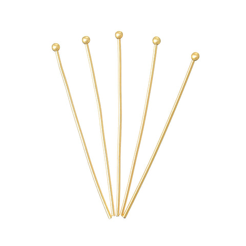 Sexy Sparkles 50 Pcs, Head Pins Ball 18k Gold Plated 3cm Long, 0.6mm (22 Gauge)