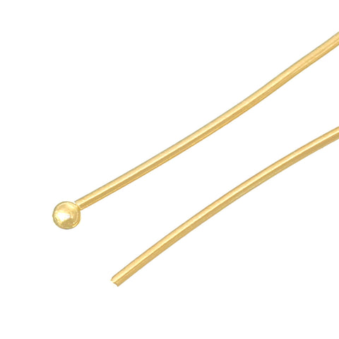 Sexy Sparkles 50 Pcs, Head Pins Ball 18k Gold Plated 3cm Long, 0.6mm (22 Gauge)